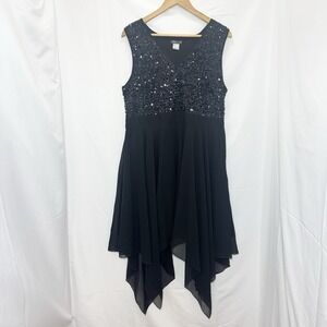 Black  Whimsigoth Glam Asymmetrical Hem Sequin Dress Fairy 18 Occasion Event